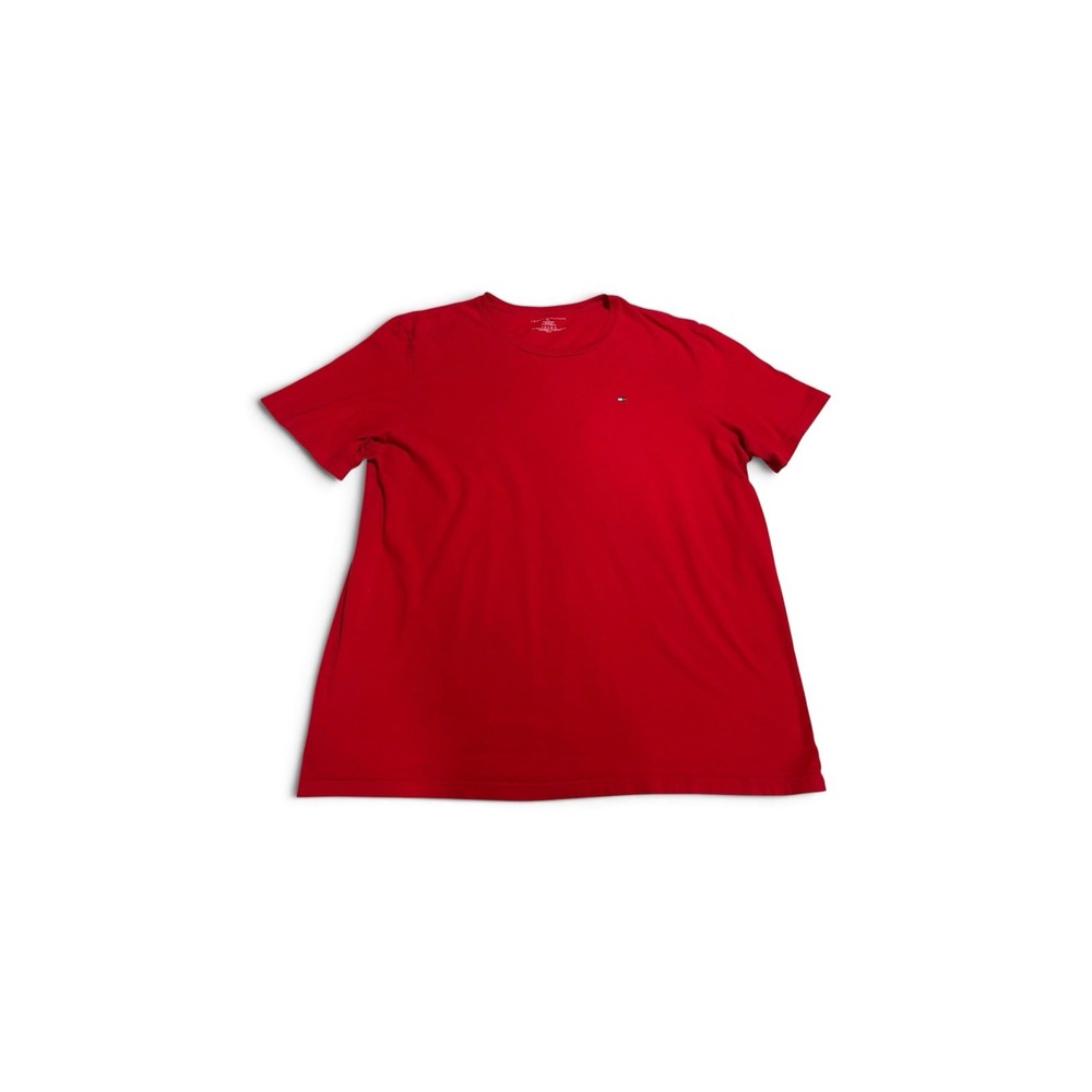Tommy Hilfiger Men's Red T-Shirt Short Sleeve Flag 100% Cotton Crew Neck Size XL